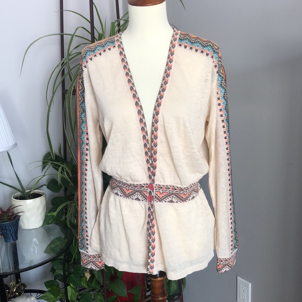 IVKO Sundance Intarsia Pattern Cardigan sz S 36